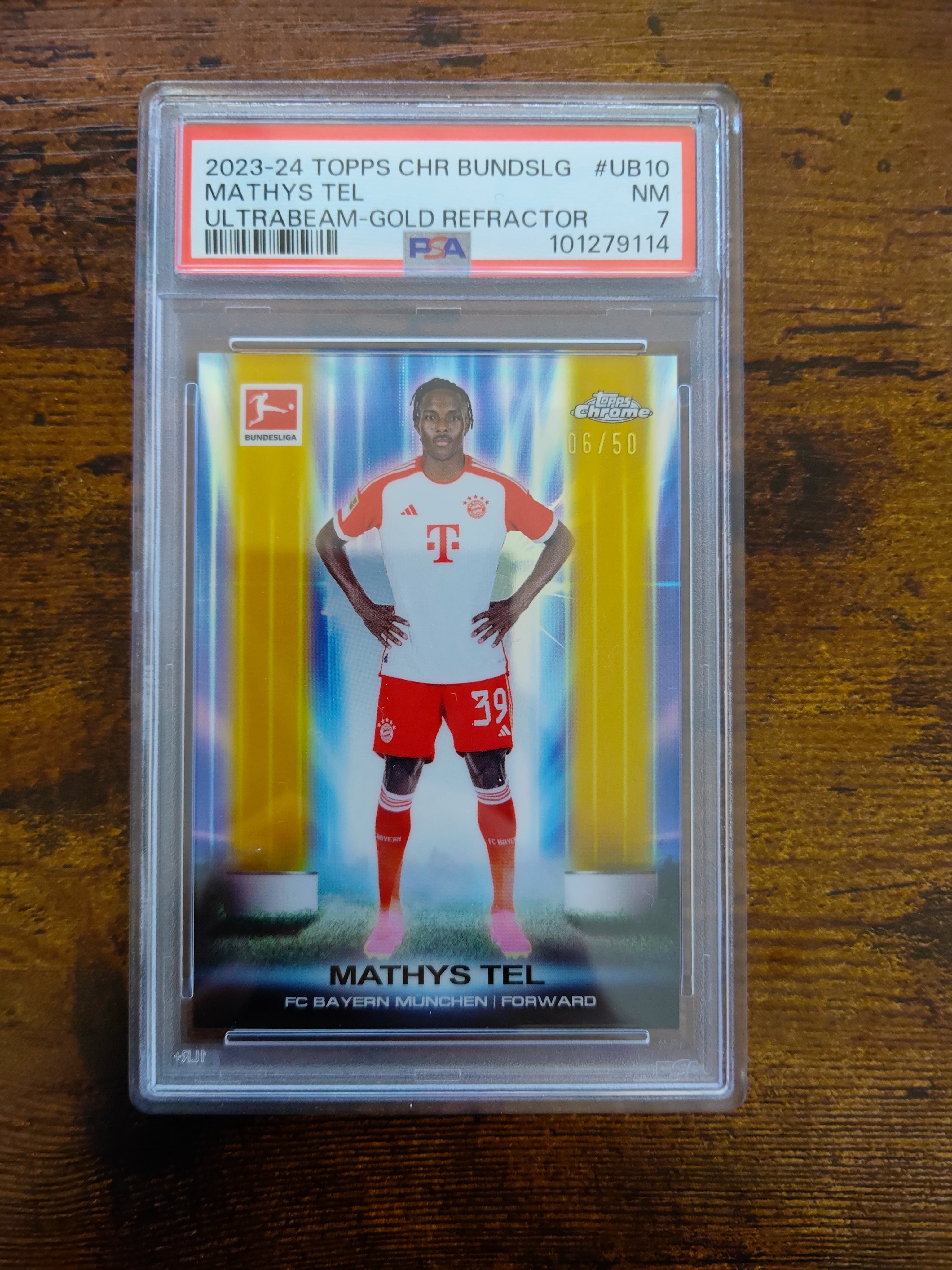 Topps Chrome Bundesliga 23/24 Mathys Tel ultrabeam /50 PSA 7