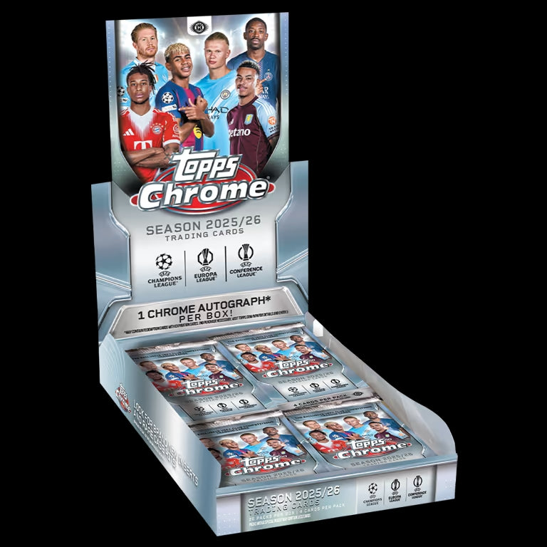 2025-26 TOPPS Chrome UEFA Club Competitions Hobby Box (Livebreak)